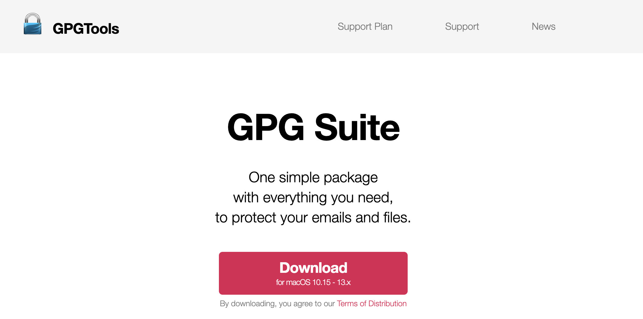 Página de descarga de GPG Suite en gpgtools.org
